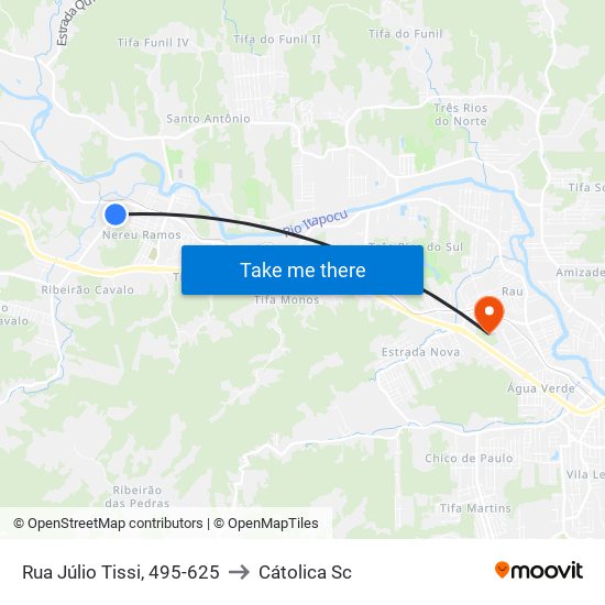 Rua Júlio Tissi, 495-625 to Cátolica Sc map