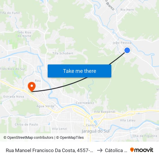 Rua Manoel Francisco Da Costa, 4557-4617 to Cátolica Sc map