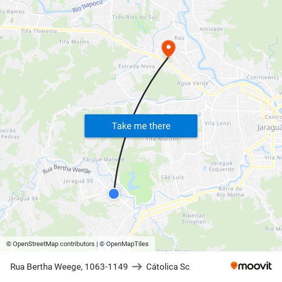 Rua Bertha Weege, 1063-1149 to Cátolica Sc map