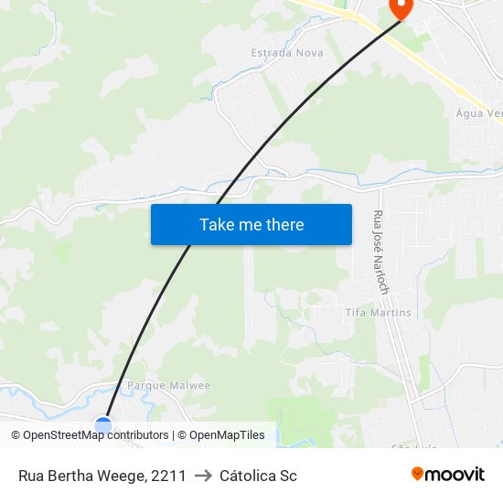 Rua Bertha Weege, 2211 to Cátolica Sc map