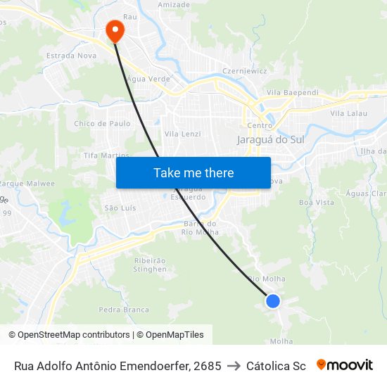 Rua Adolfo Antônio Emendoerfer, 2685 to Cátolica Sc map