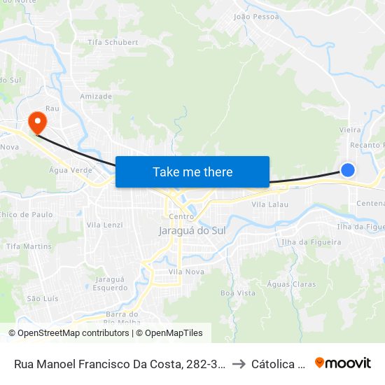 Rua Manoel Francisco Da Costa, 282-352 to Cátolica Sc map