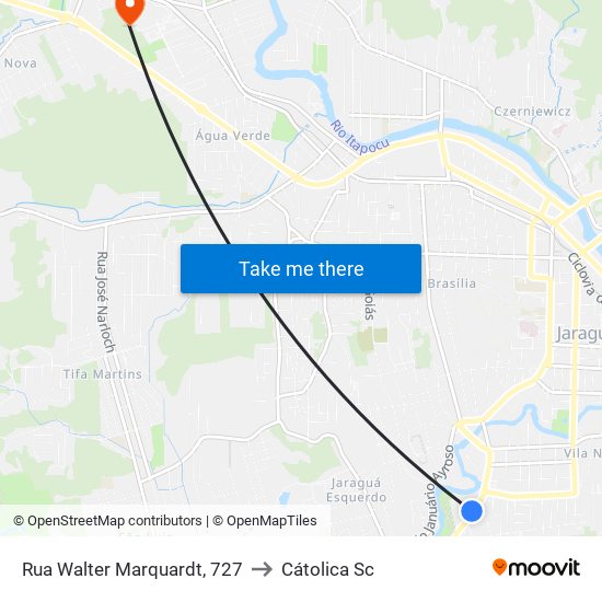 Rua Walter Marquardt, 727 to Cátolica Sc map