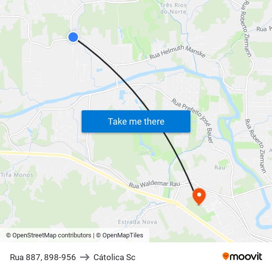 Rua 887, 898-956 to Cátolica Sc map