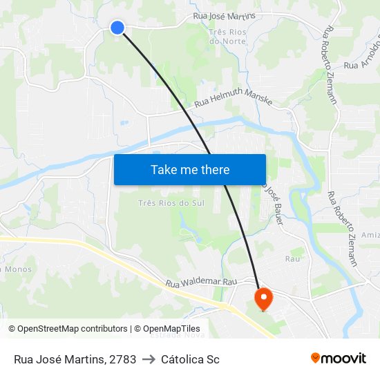 Rua José Martins, 2783 to Cátolica Sc map