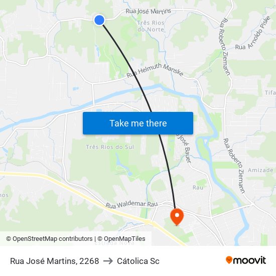 Rua José Martins, 2268 to Cátolica Sc map