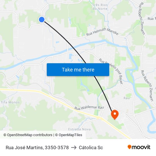 Rua José Martins, 3350-3578 to Cátolica Sc map