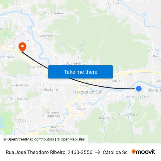 Rua José Theodoro Ribeiro, 2460-2556 to Cátolica Sc map