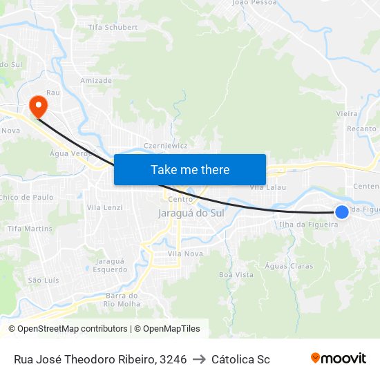 Rua José Theodoro Ribeiro, 3246 to Cátolica Sc map