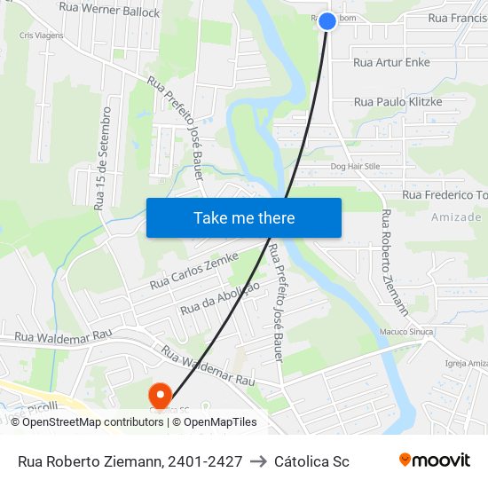 Rua Roberto Ziemann, 2401-2427 to Cátolica Sc map