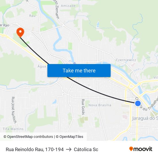 Rua Reinoldo Rau, 170-194 to Cátolica Sc map