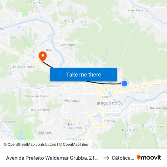 Avenida Prefeito Waldemar Grubba, 2152-2280 to Cátolica Sc map