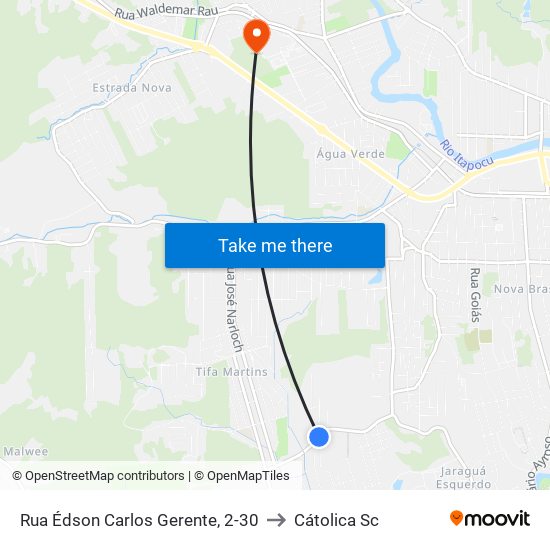 Rua Édson Carlos Gerente, 2-30 to Cátolica Sc map