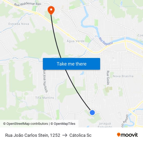 Rua João Carlos Stein, 1252 to Cátolica Sc map