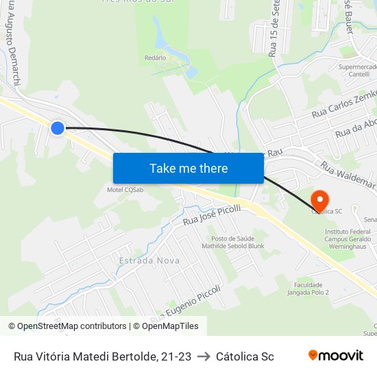 Rua Vitória Matedi Bertolde, 21-23 to Cátolica Sc map