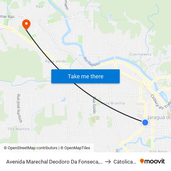 Avenida Marechal Deodoro Da Fonseca, 1020 to Cátolica Sc map