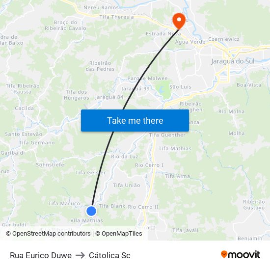 Rua Eurico Duwe to Cátolica Sc map