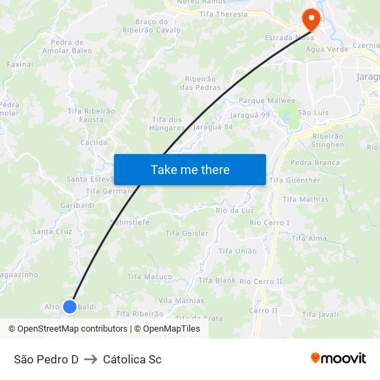 São Pedro D to Cátolica Sc map