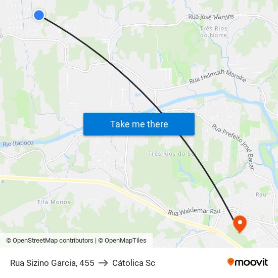 Rua Sizino Garcia, 455 to Cátolica Sc map
