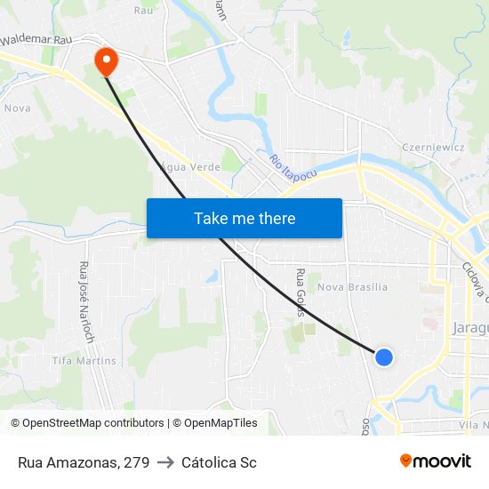 Rua Amazonas, 279 to Cátolica Sc map