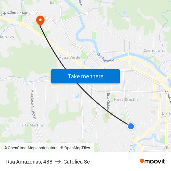 Rua Amazonas, 488 to Cátolica Sc map