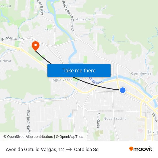 Avenida Getúlio Vargas, 12 to Cátolica Sc map
