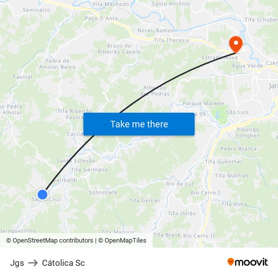 Jgs to Cátolica Sc map