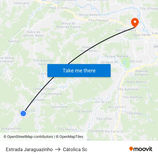 Estrada Jaraguazinho to Cátolica Sc map