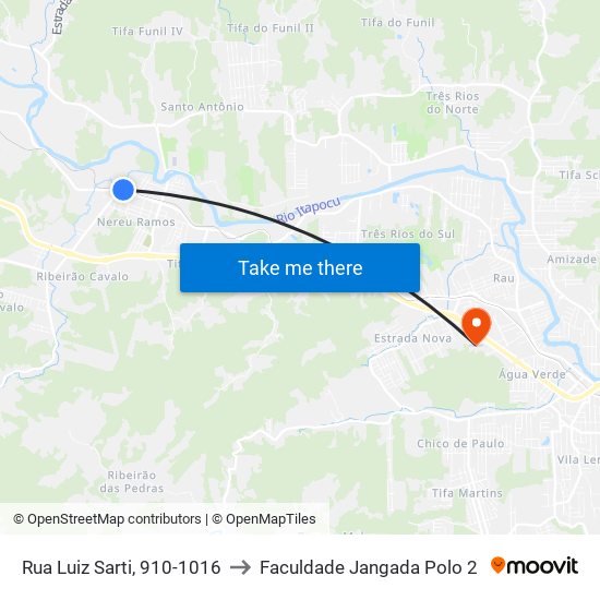 Rua Luiz Sarti, 910-1016 to Faculdade Jangada Polo 2 map
