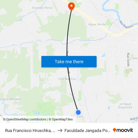 Rua Francisco Hruschka, 720 to Faculdade Jangada Polo 2 map