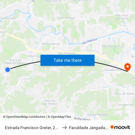 Estrada Francisco Greter, 2272-2732 to Faculdade Jangada Polo 2 map