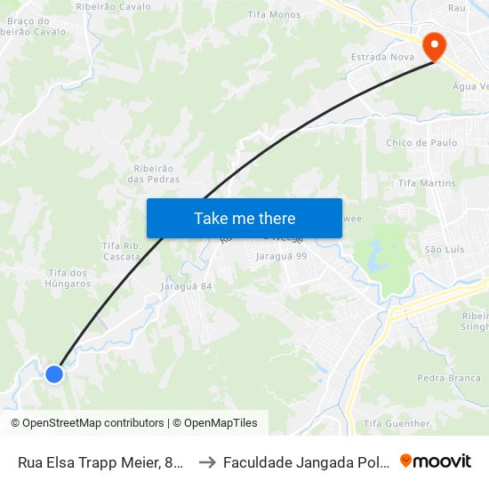 Rua Elsa Trapp Meier, 8399 to Faculdade Jangada Polo 2 map