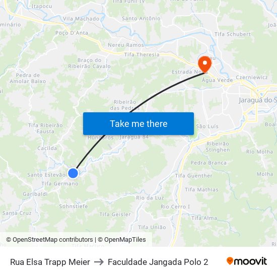 Rua Elsa Trapp Meier to Faculdade Jangada Polo 2 map