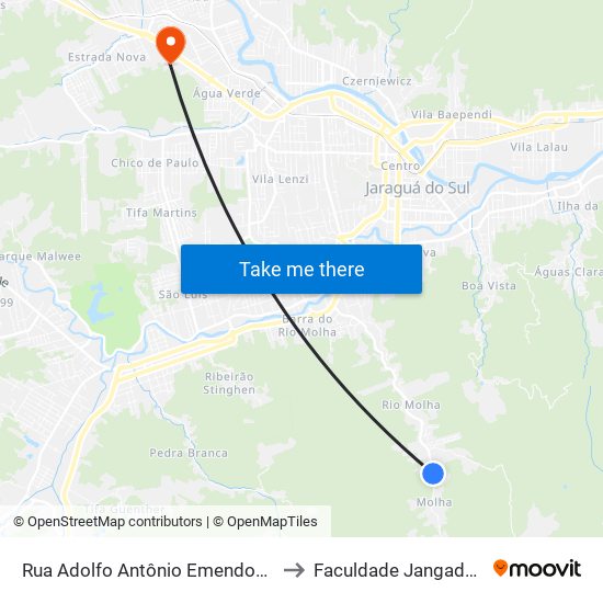 Rua Adolfo Antônio Emendoerfer, 2685 to Faculdade Jangada Polo 2 map