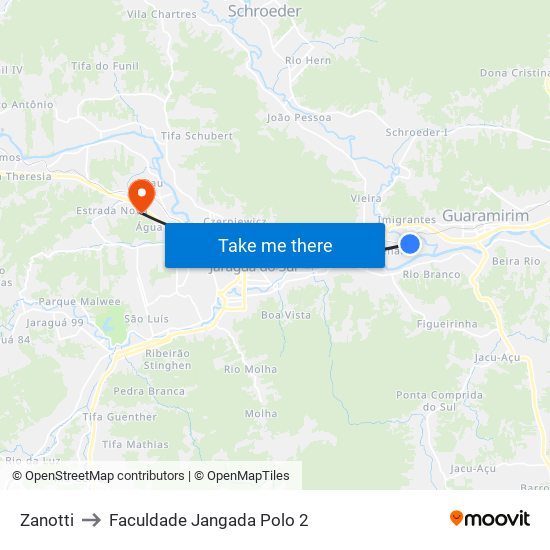 Zanotti to Faculdade Jangada Polo 2 map