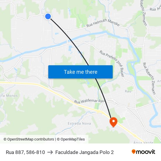Rua 887, 586-810 to Faculdade Jangada Polo 2 map