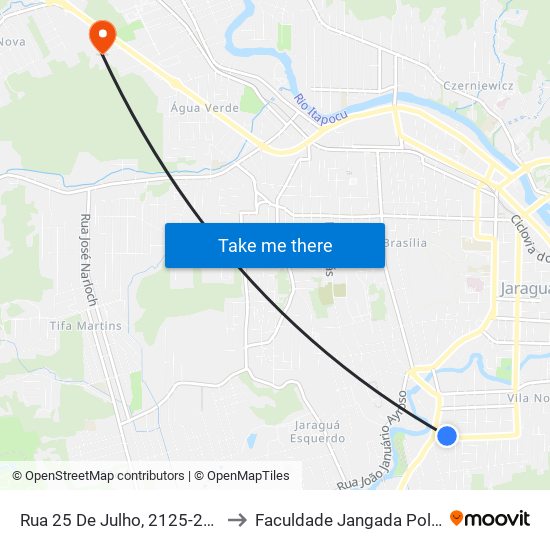 Rua 25 De Julho, 2125-2179 to Faculdade Jangada Polo 2 map