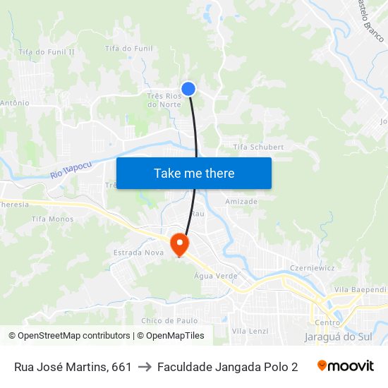 Rua José Martins, 661 to Faculdade Jangada Polo 2 map