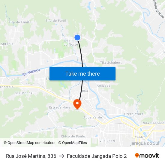 Rua José Martins, 836 to Faculdade Jangada Polo 2 map