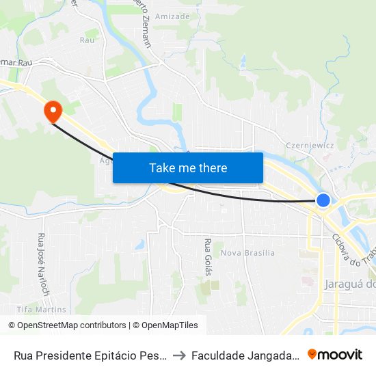 Rua Presidente Epitácio Pessoa, 172 to Faculdade Jangada Polo 2 map