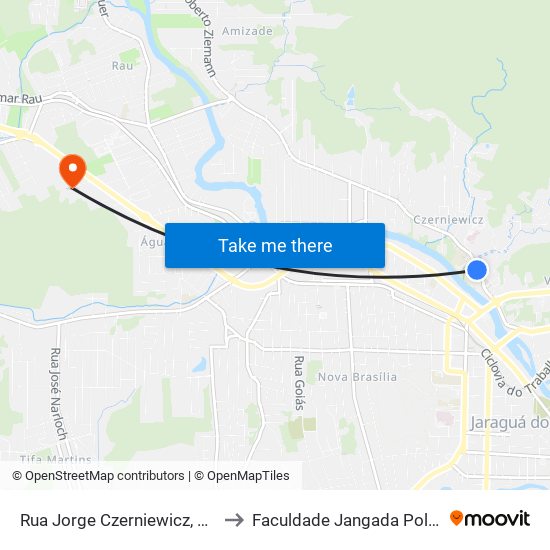 Rua Jorge Czerniewicz, 457 to Faculdade Jangada Polo 2 map