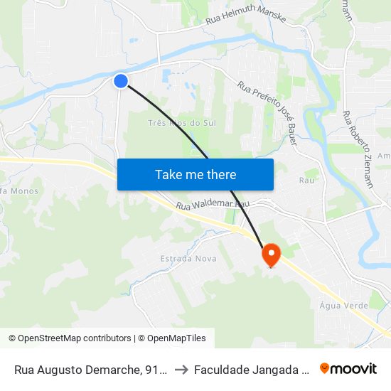 Rua Augusto Demarche, 915-1227 to Faculdade Jangada Polo 2 map