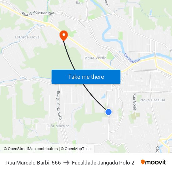 Rua Marcelo Barbi, 566 to Faculdade Jangada Polo 2 map