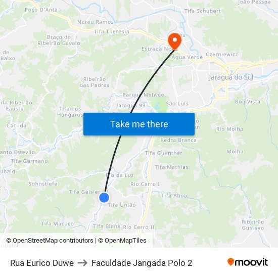 Rua Eurico Duwe to Faculdade Jangada Polo 2 map