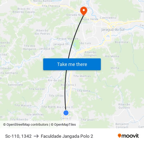 Sc-110, 1342 to Faculdade Jangada Polo 2 map