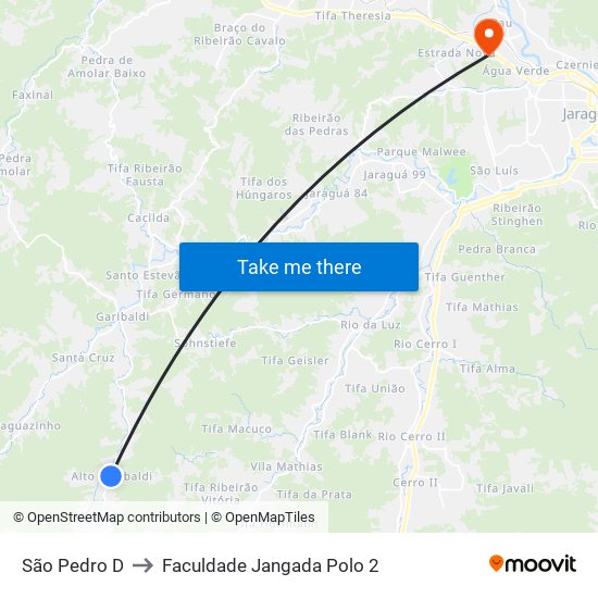 São Pedro D to Faculdade Jangada Polo 2 map