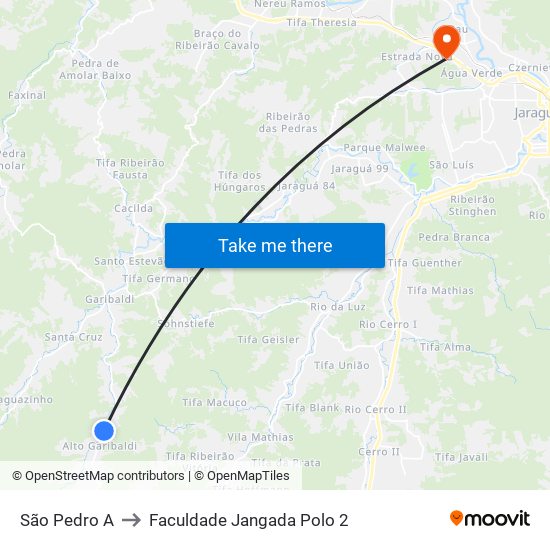 São Pedro A to Faculdade Jangada Polo 2 map