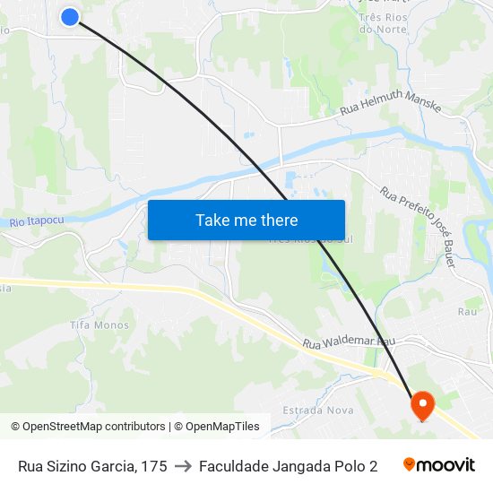 Rua Sizino Garcia, 175 to Faculdade Jangada Polo 2 map