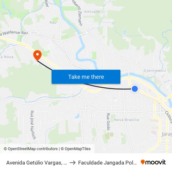Avenida Getúlio Vargas, 12 to Faculdade Jangada Polo 2 map
