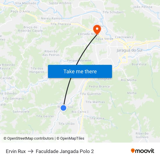 Ervin Rux to Faculdade Jangada Polo 2 map